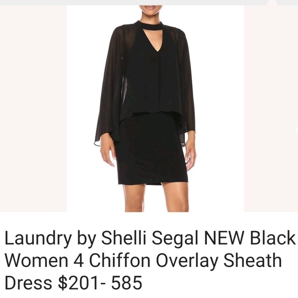 NWT LAUNDRY SHELLY SEGAL Chiffon caped dress FORMAL wedding guest - Picture 4 of 4